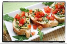 Rustic Basil Pesto Bruschetta