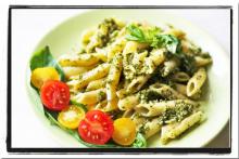 Spinach Pesto Penne with Sun Dried Tomatoes