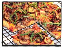 Gluten Free Mushroom and Onion Pizza with Sun Dried Tomatoes